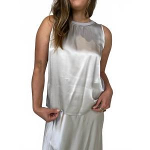 NEW ROSE & CROWN satin tank top in silver birch